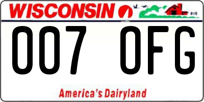 WI license plate 007OFG