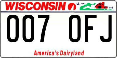 WI license plate 007OFJ