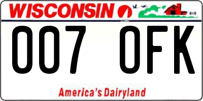WI license plate 007OFK