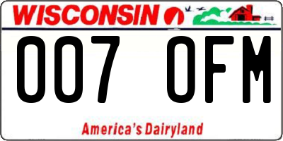WI license plate 007OFM