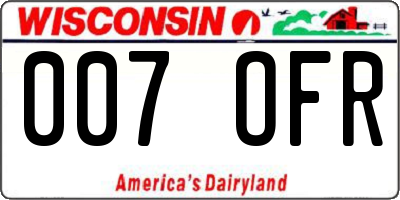 WI license plate 007OFR