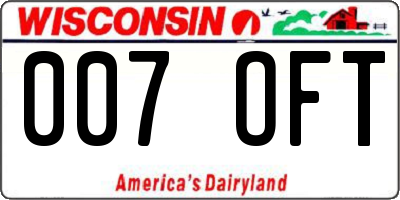 WI license plate 007OFT