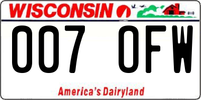 WI license plate 007OFW