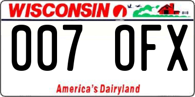 WI license plate 007OFX