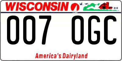 WI license plate 007OGC