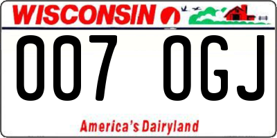WI license plate 007OGJ