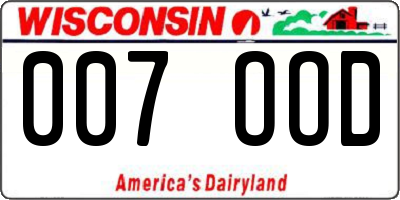 WI license plate 007OOD