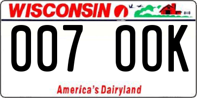 WI license plate 007OOK
