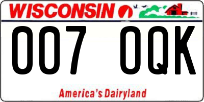 WI license plate 007OQK