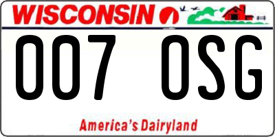 WI license plate 007OSG