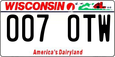 WI license plate 007OTW