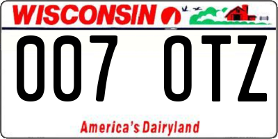 WI license plate 007OTZ