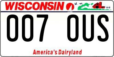 WI license plate 007OUS