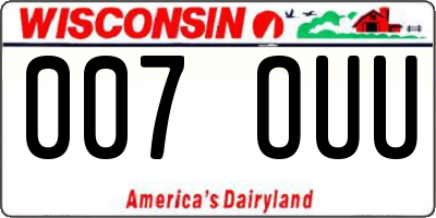 WI license plate 007OUU