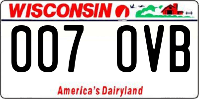 WI license plate 007OVB