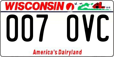 WI license plate 007OVC