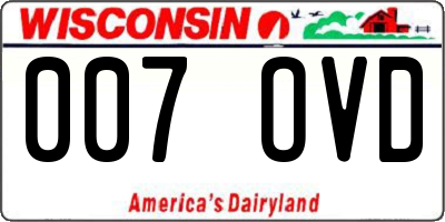 WI license plate 007OVD