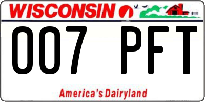 WI license plate 007PFT