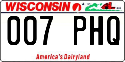 WI license plate 007PHQ