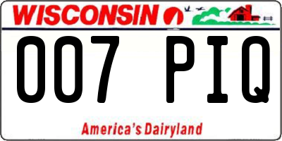 WI license plate 007PIQ
