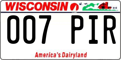 WI license plate 007PIR