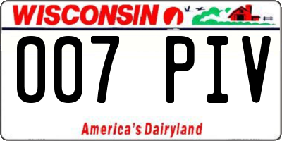 WI license plate 007PIV