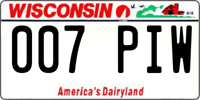 WI license plate 007PIW