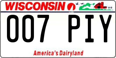 WI license plate 007PIY