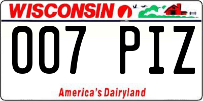 WI license plate 007PIZ