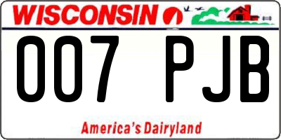 WI license plate 007PJB