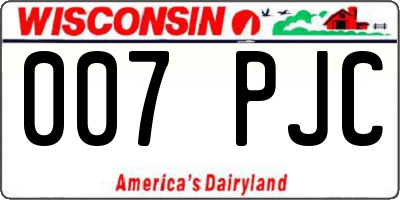 WI license plate 007PJC