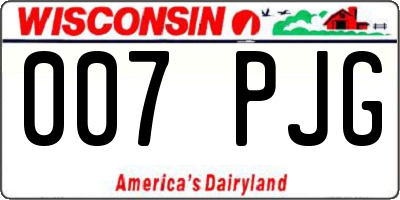 WI license plate 007PJG