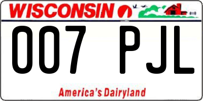 WI license plate 007PJL