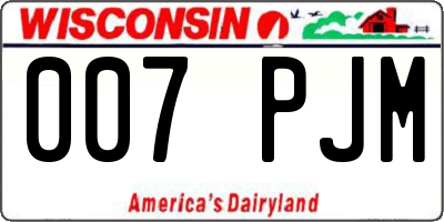 WI license plate 007PJM
