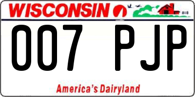 WI license plate 007PJP