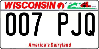WI license plate 007PJQ