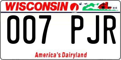 WI license plate 007PJR