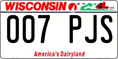 WI license plate 007PJS