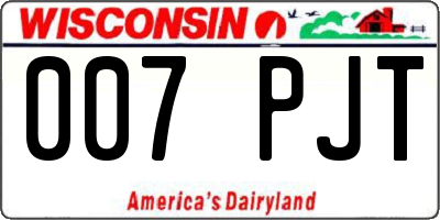 WI license plate 007PJT