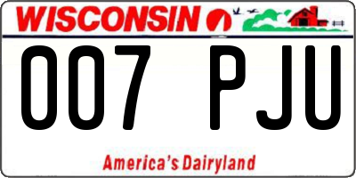 WI license plate 007PJU