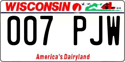 WI license plate 007PJW