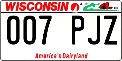 WI license plate 007PJZ