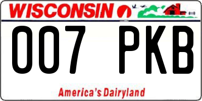 WI license plate 007PKB