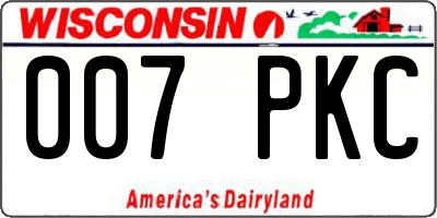 WI license plate 007PKC