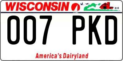 WI license plate 007PKD