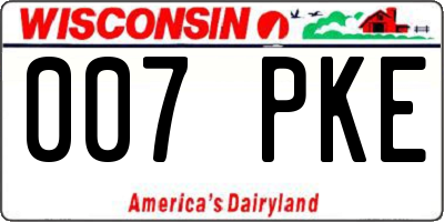 WI license plate 007PKE