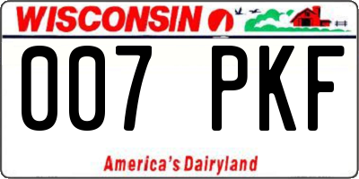 WI license plate 007PKF
