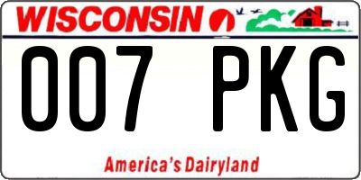 WI license plate 007PKG