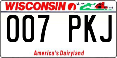 WI license plate 007PKJ