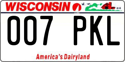 WI license plate 007PKL